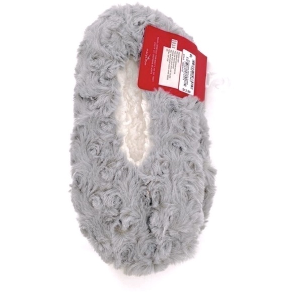 New CHARTER CLUB Faux-Fur Slipper Socks, Grey slippers size L/XL - Picture 2 of 4